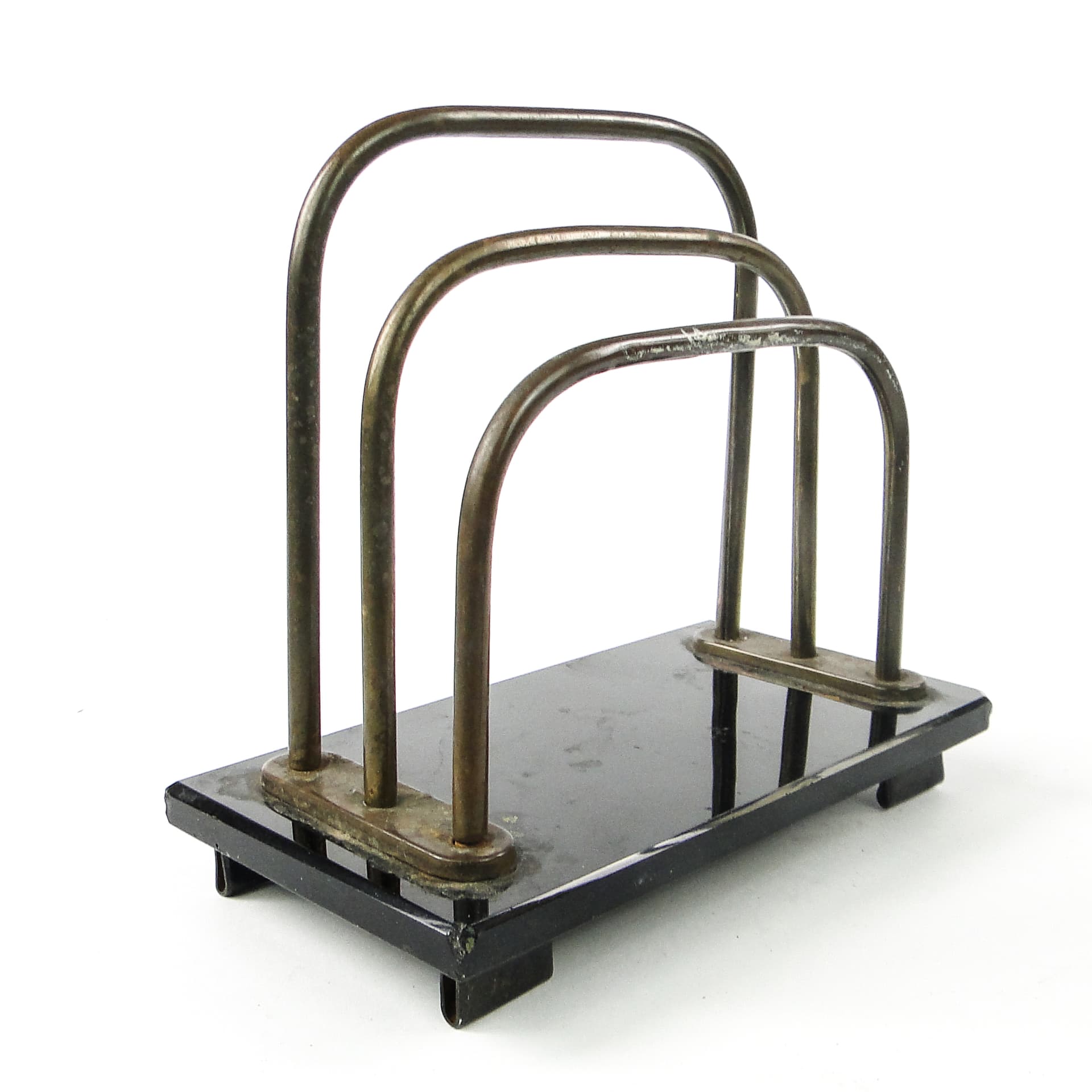 Art Deco letter holder, hyalite glass, brass, Germany, 1930s. - 109152