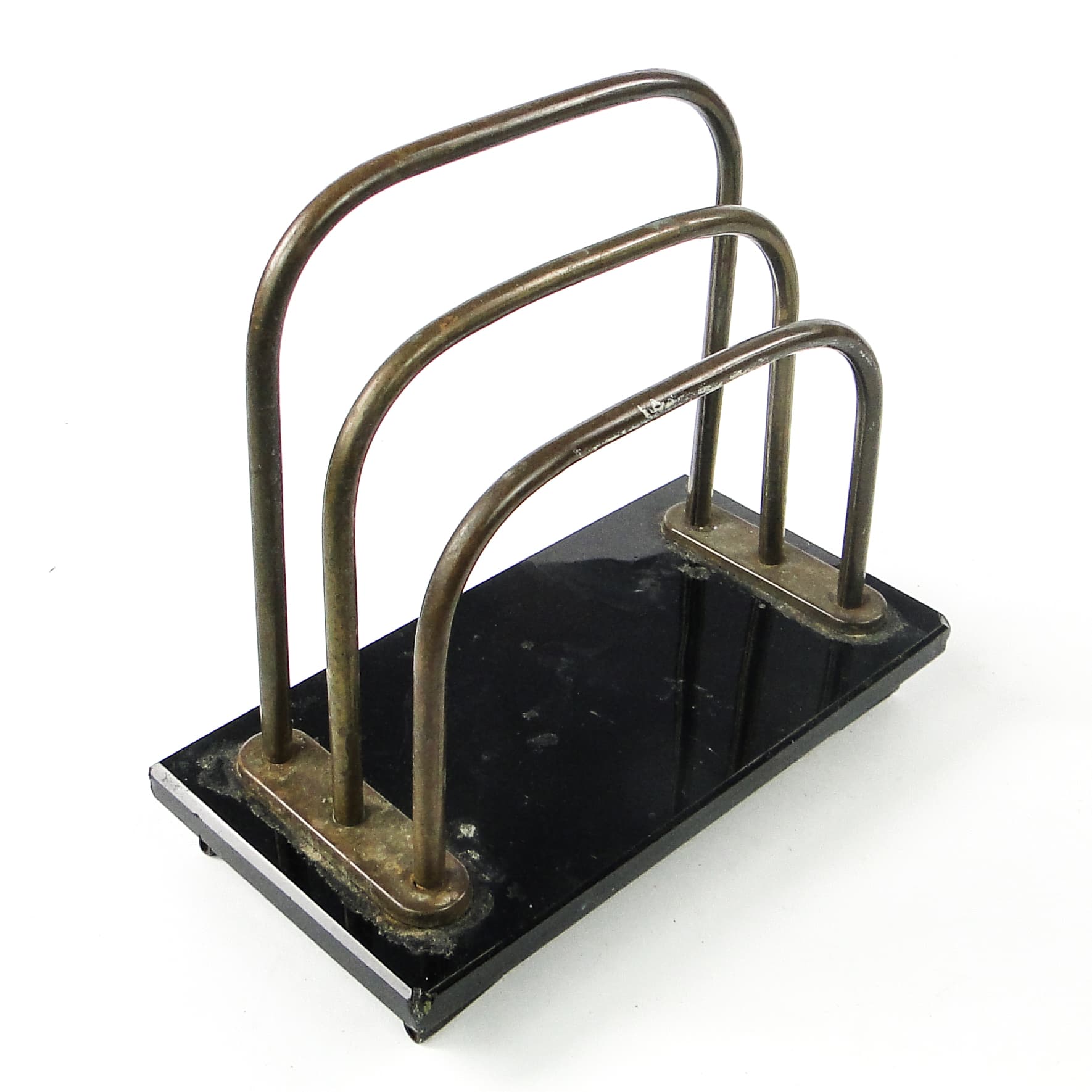Art Deco letter holder, hyalite glass, brass, Germany, 1930s. - 109151