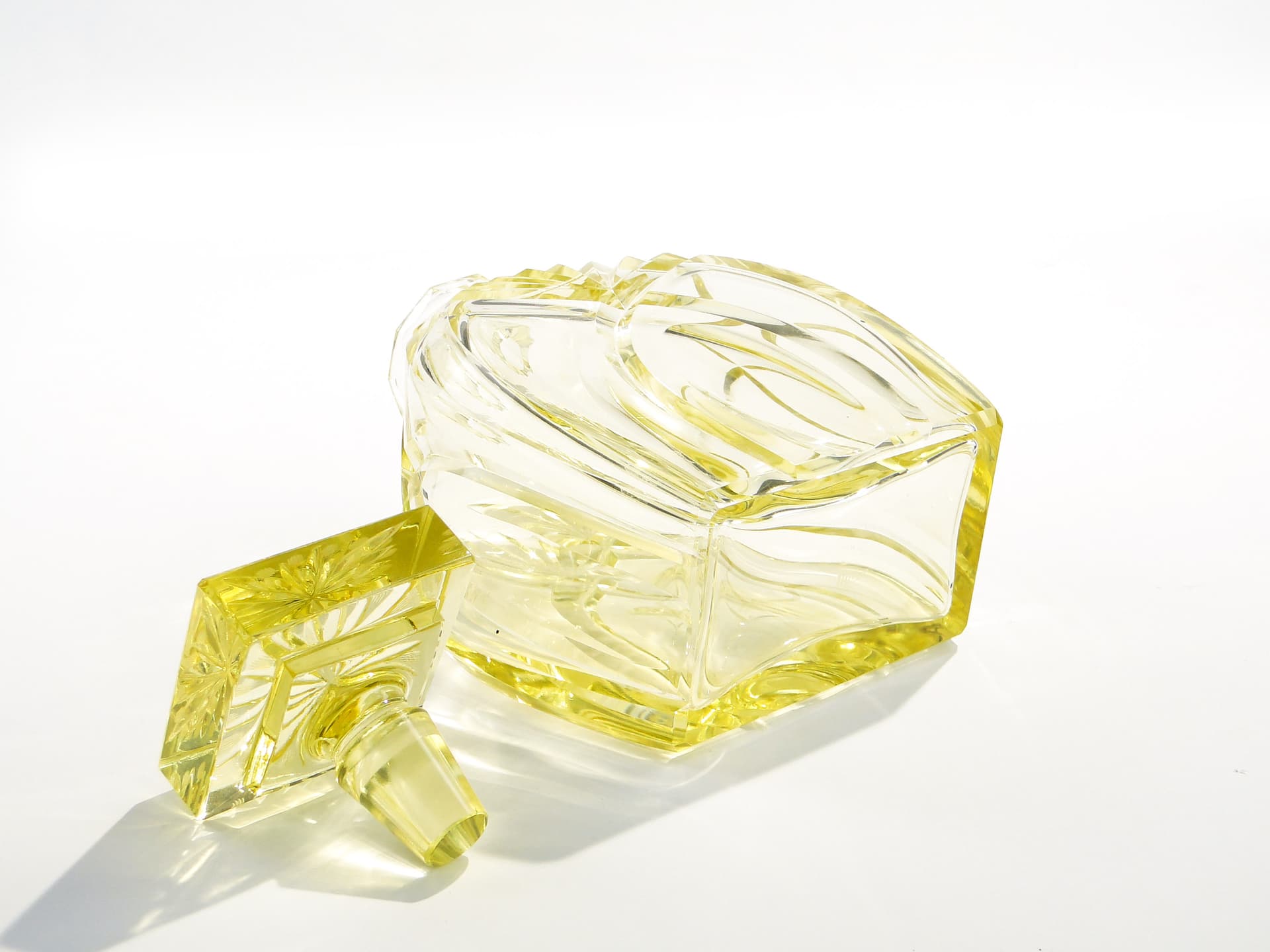 Liqueur set Art Deco, yellow crystal, Czech Republic, 1930s. - 7715