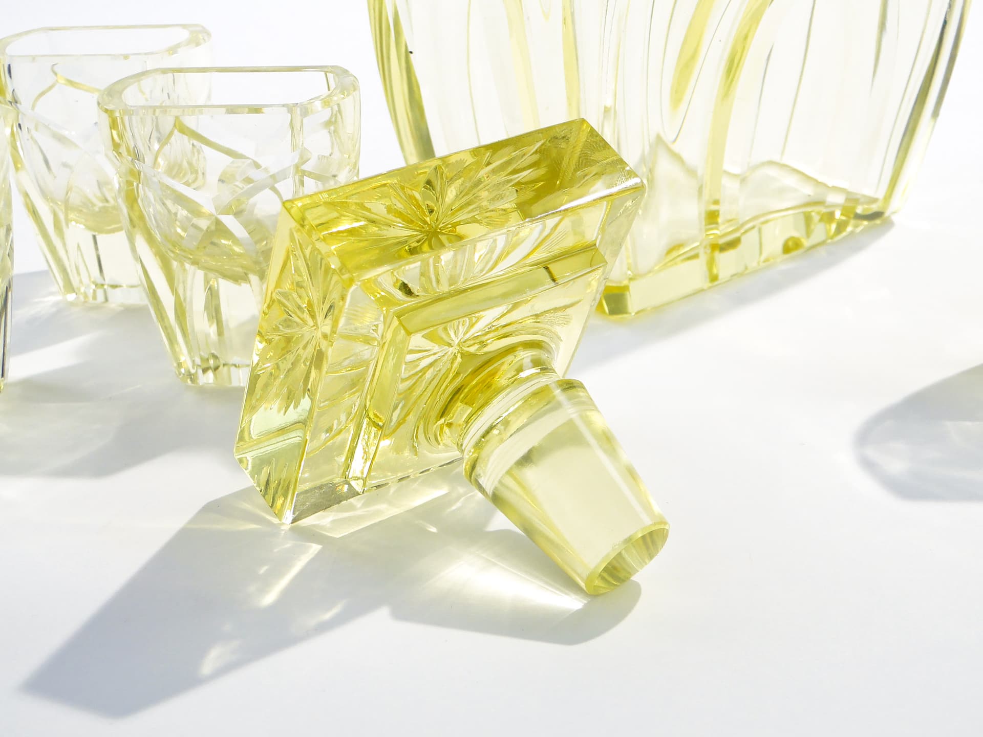 Liqueur set Art Deco, yellow crystal, Czech Republic, 1930s. - 7710