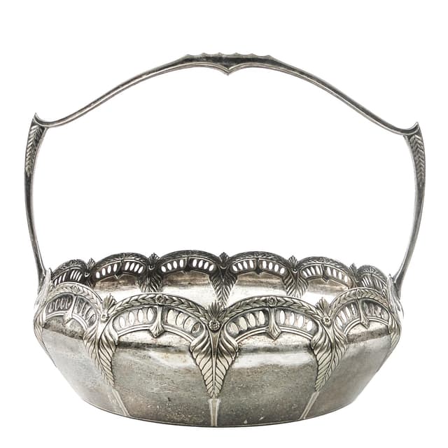 Art Nouveau basket, silver-plated brass, WMF, Germany, early 20th c. - DIMENSION