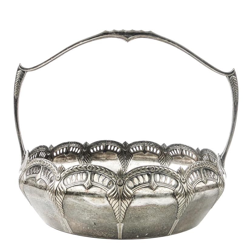 Art Nouveau basket, silver-plated brass, WMF, Germany, early 20th c.
