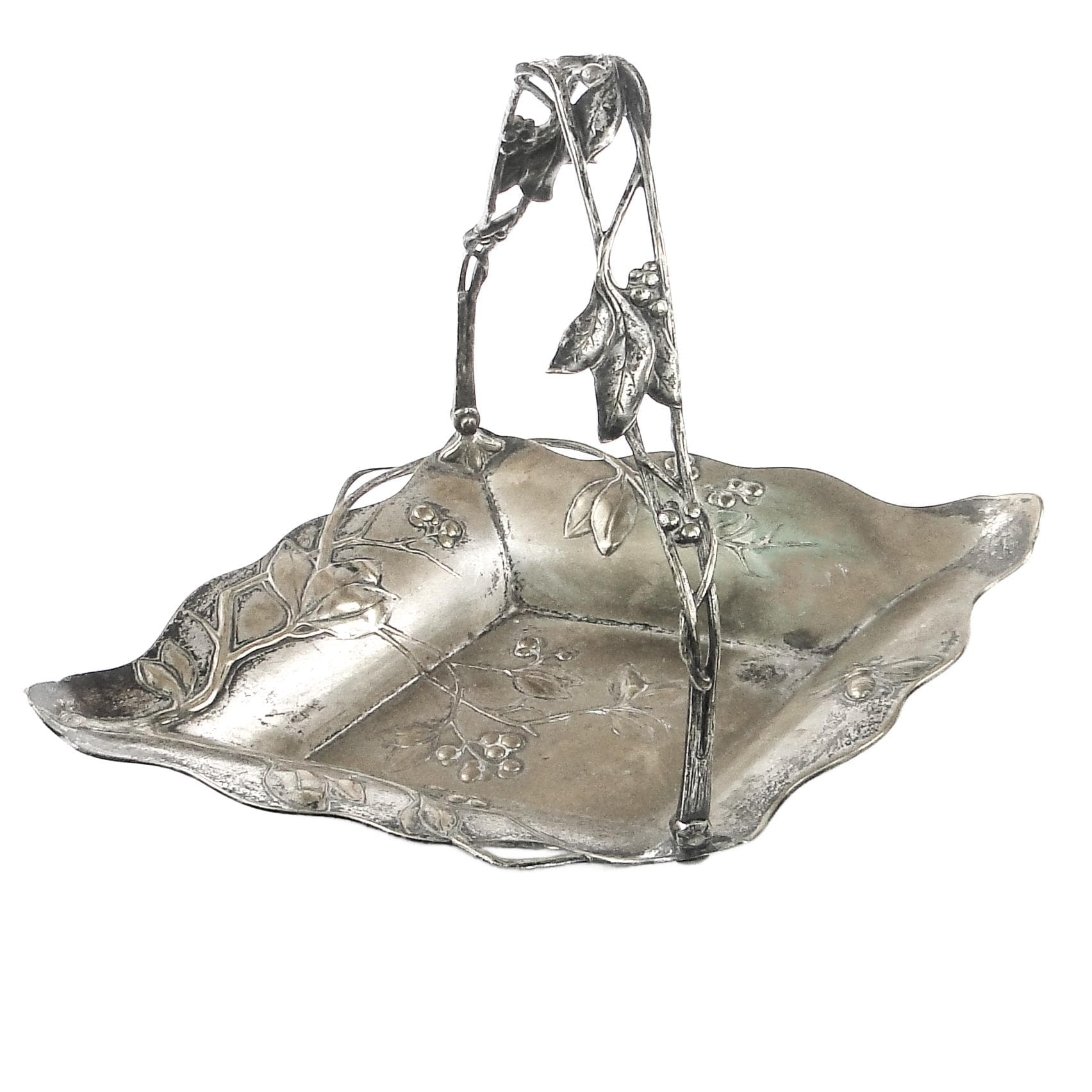Art Nouveau basket, silver-plated brass, WMF, Germany, early 20th c.