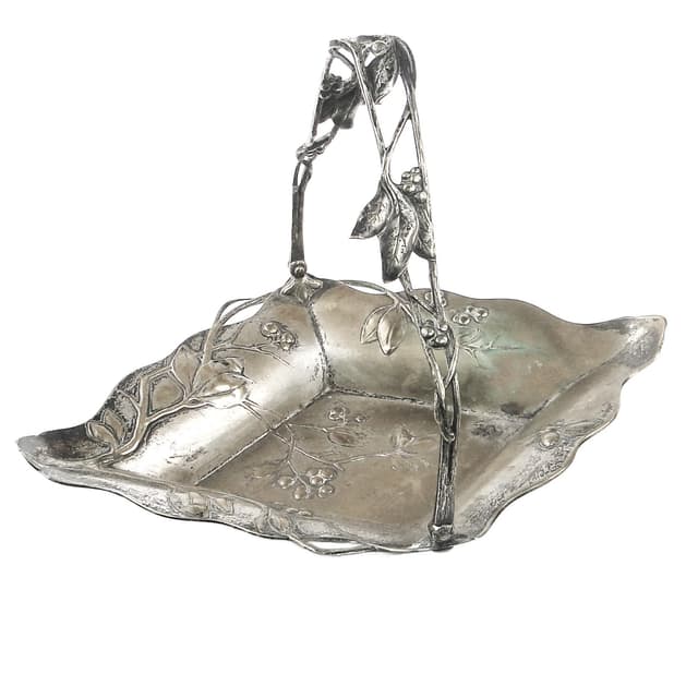 Art Nouveau basket, silver-plated brass, WMF, Germany, early 20th c. - DIMENSION