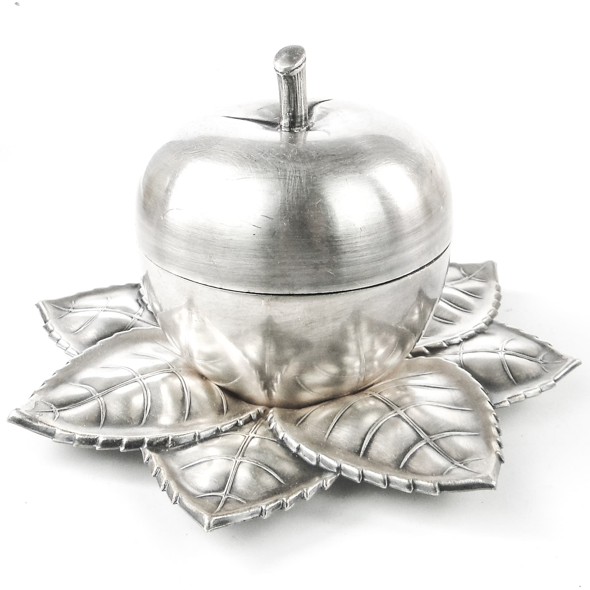 Art Deco sugar bowl, silver-plated brass, Hungary, 1950s. - 109447