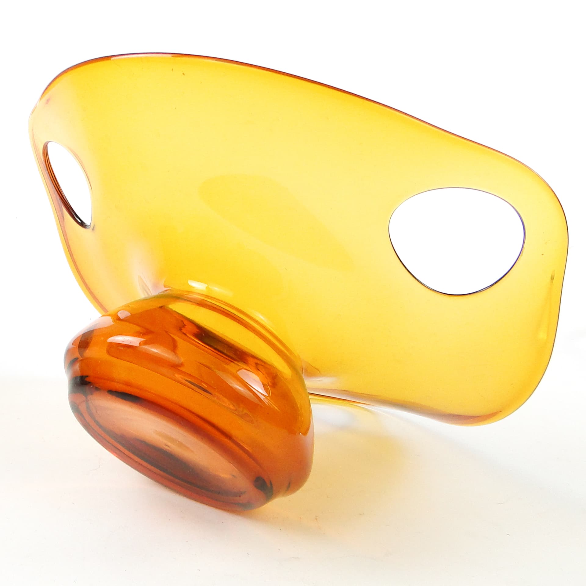 Centerpiece bowl, mid-century modern, orange glass, by M. Słaboń, Poland, 1970s. - 109476