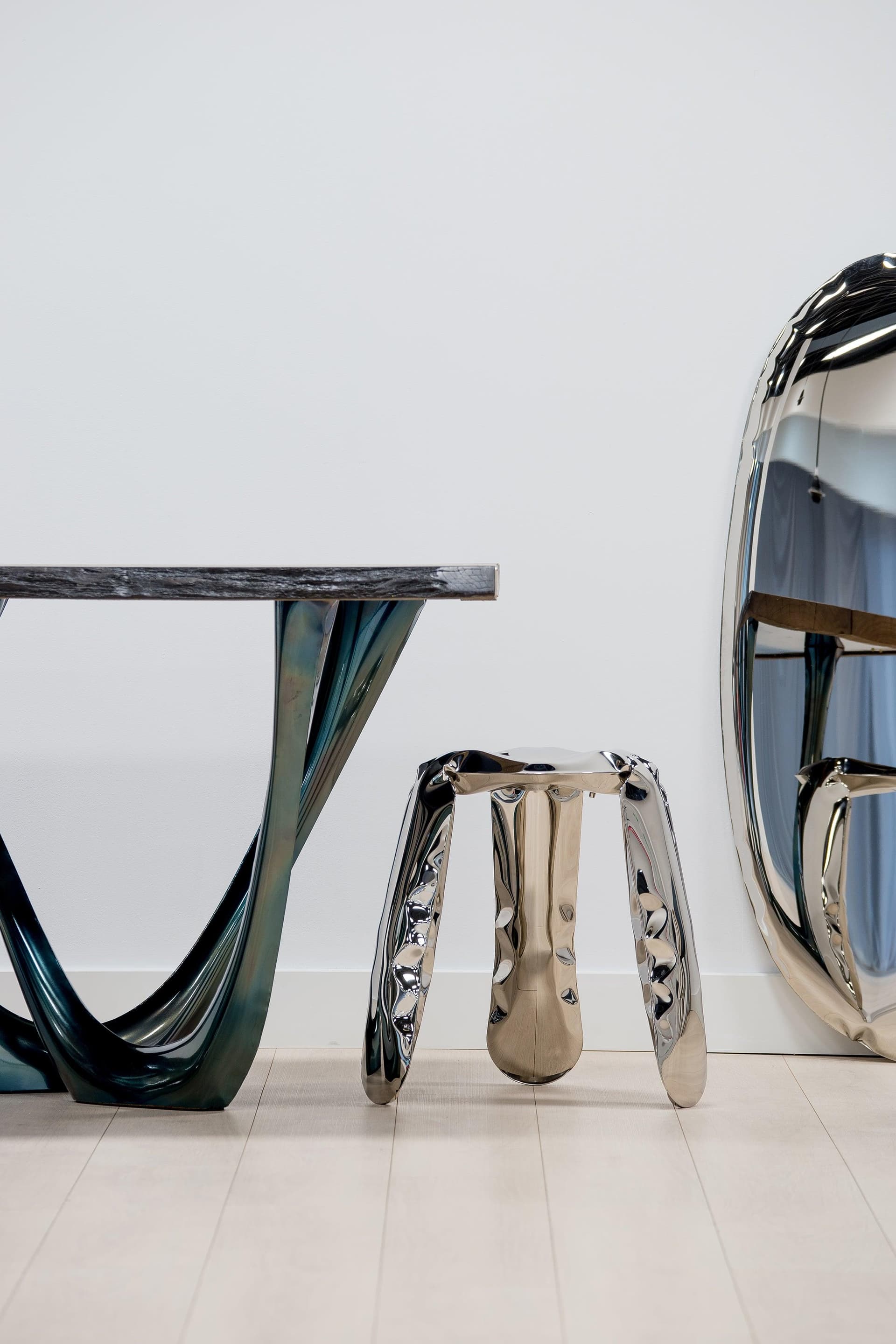 Stołek PLOPP inox, srebrny 38 cm, Zieta Studio - 119684