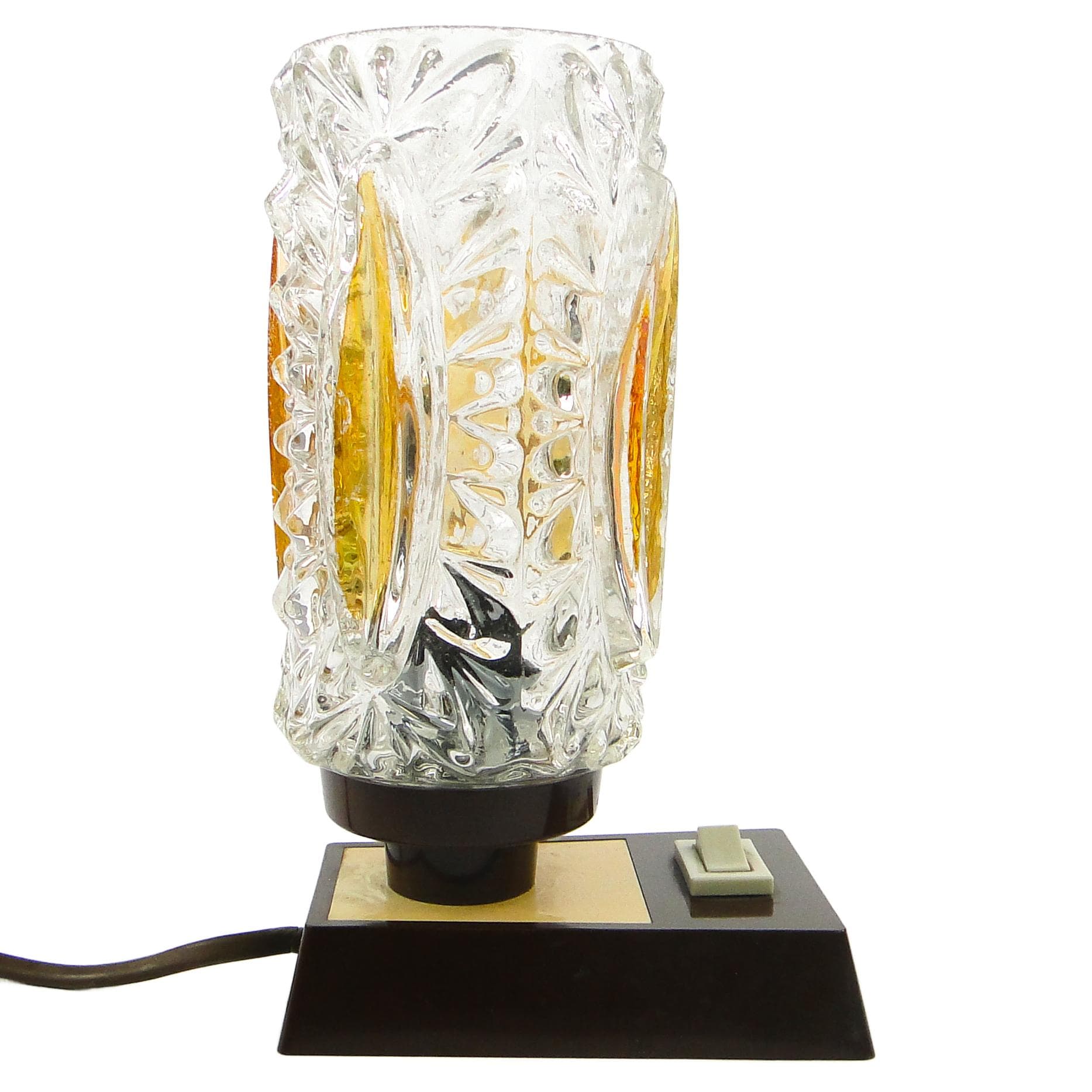 Lampka nocna Mid-century modern, szkło, Niemcy, lata 70.