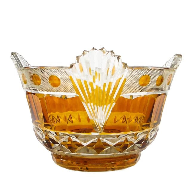 Mid Century Modern platter, crystal, Poland, 1970s. - DIMENSION