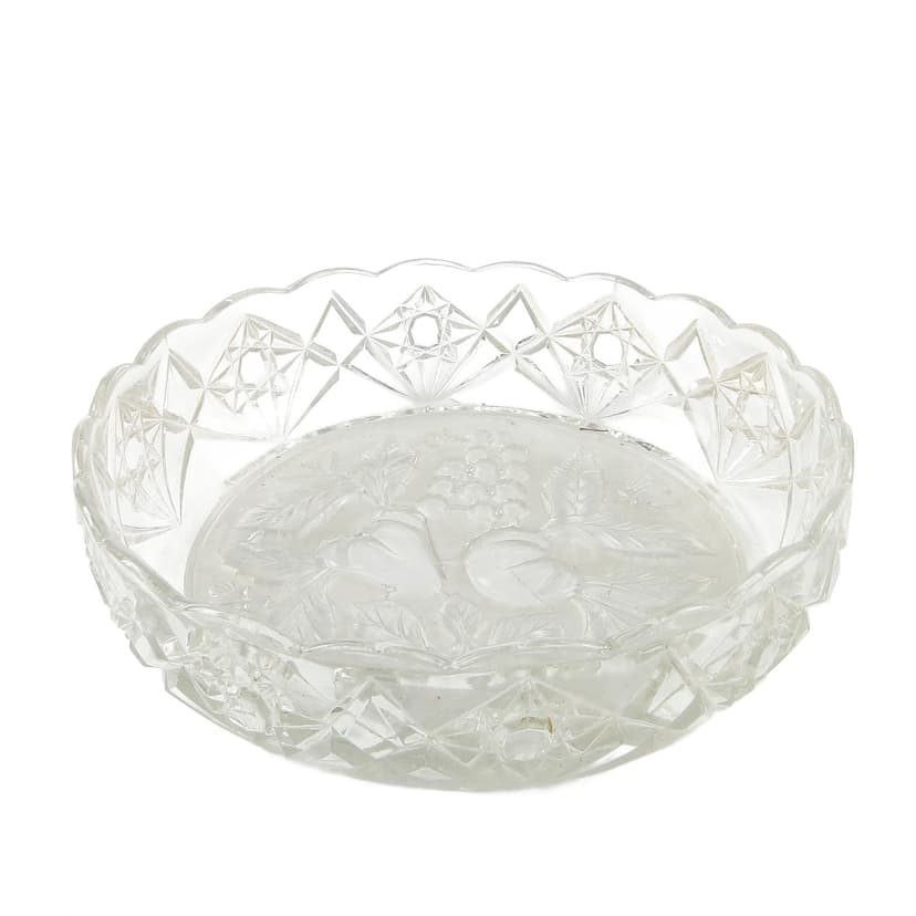 Fruit platter, pressed glass, Ząbkowice, Poland, 1970s.
