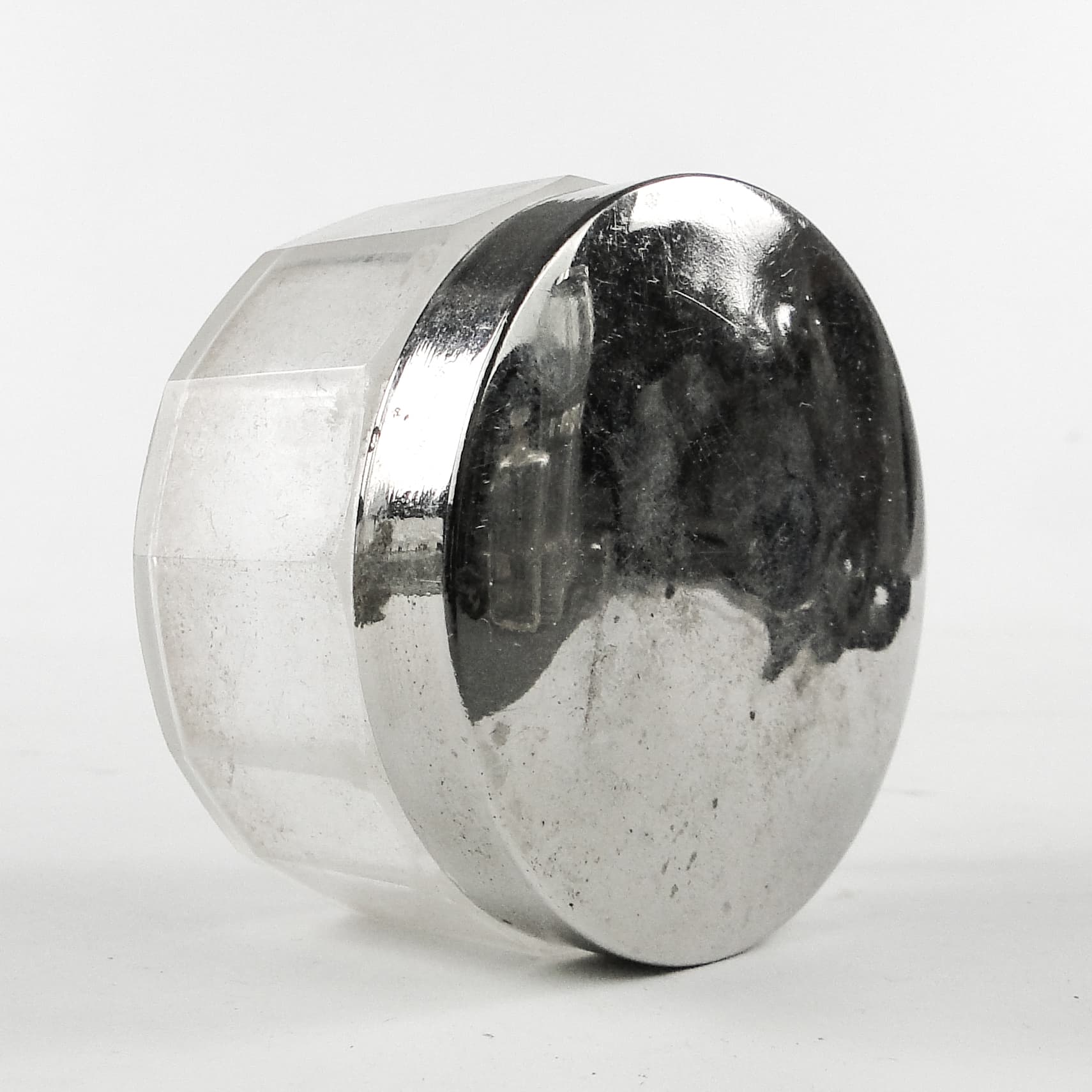 Art Deco pill box, crystal, silver-plated copper, Poland, 1930s. - 109614
