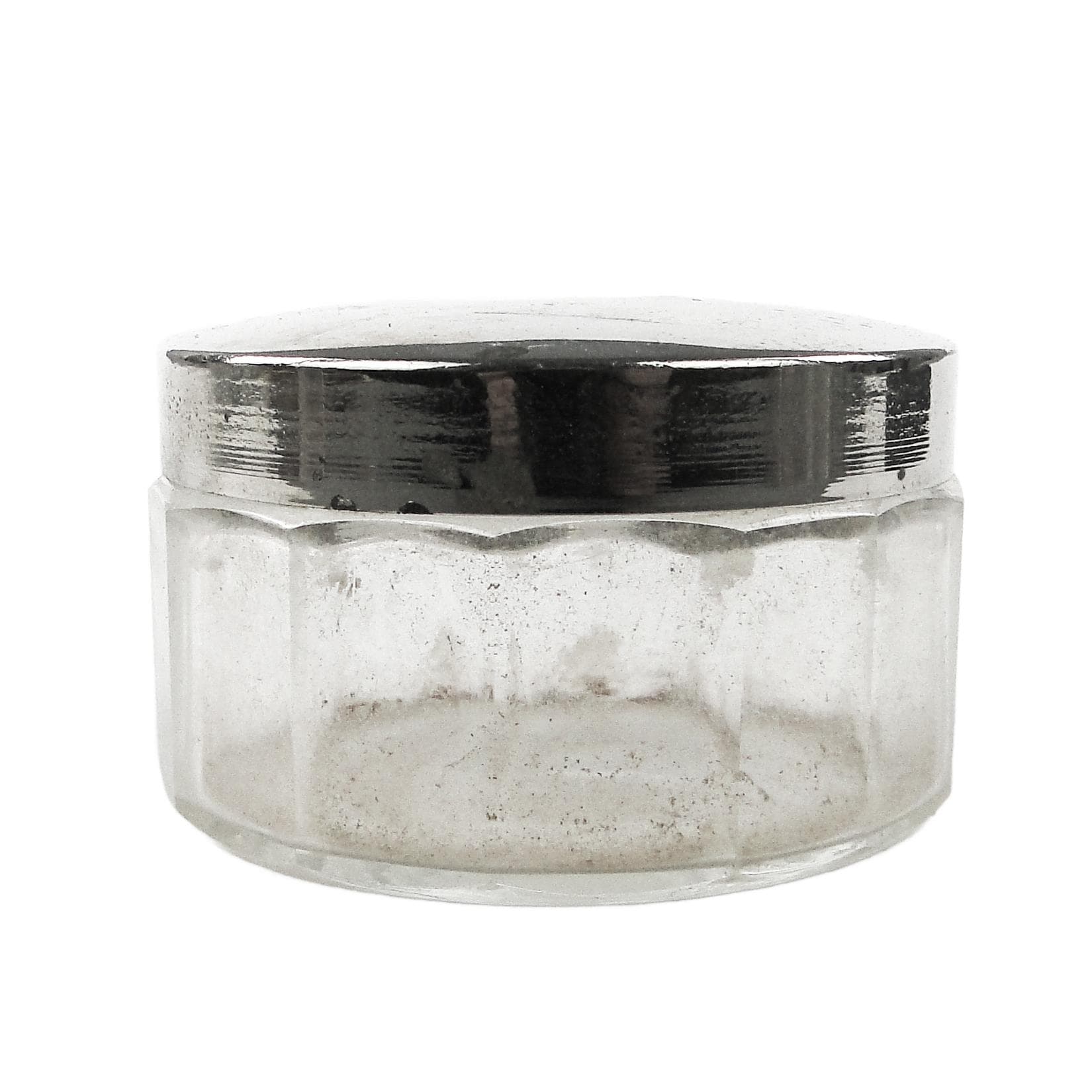 Art Deco pill box, crystal, silver-plated copper, Poland, 1930s.