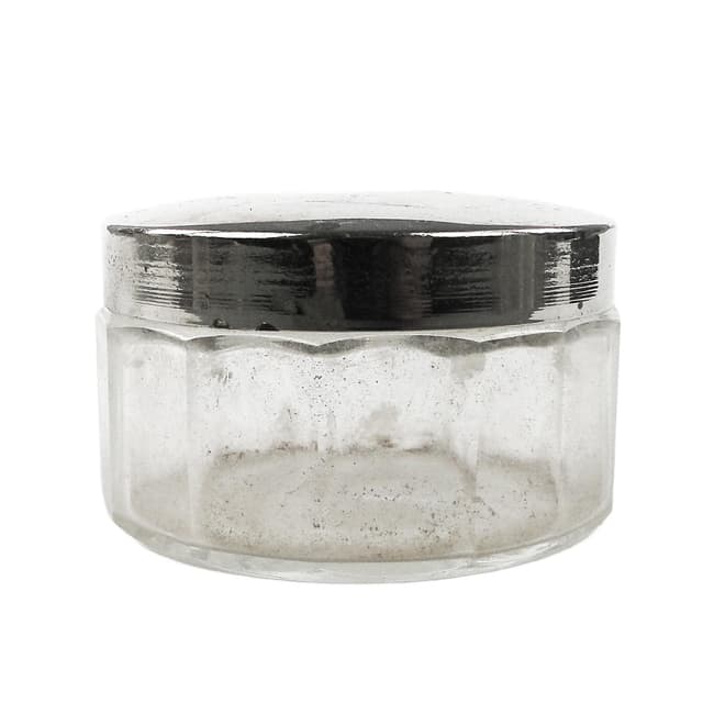 Art Deco pill box, crystal, silver-plated copper, Poland, 1930s. - DIMENSION