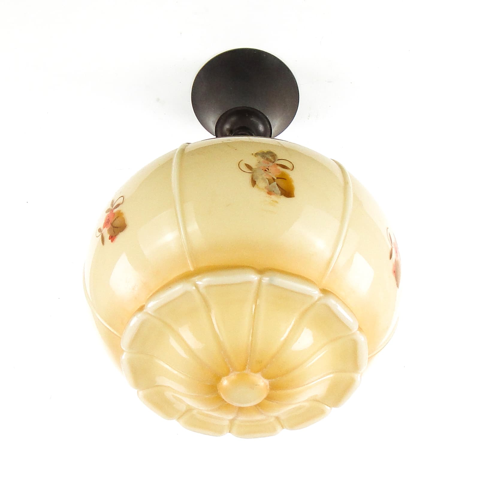 Lampa sufitowa Art Deco, szkło dwuwarstwowe, ebonit, Niemcy, lata 30. - 109640