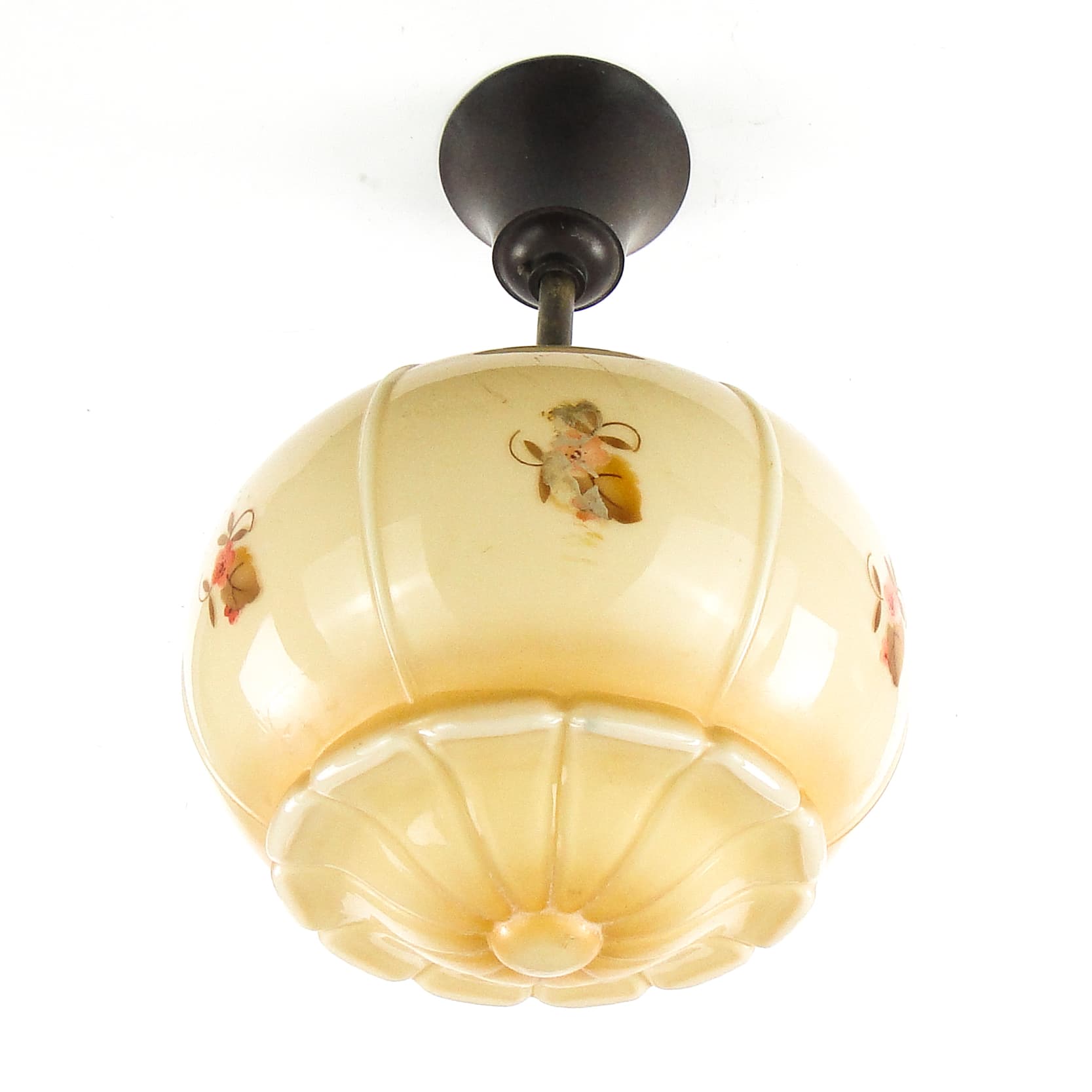 Lampa sufitowa Art Deco, szkło dwuwarstwowe, ebonit, Niemcy, lata 30. - 109643
