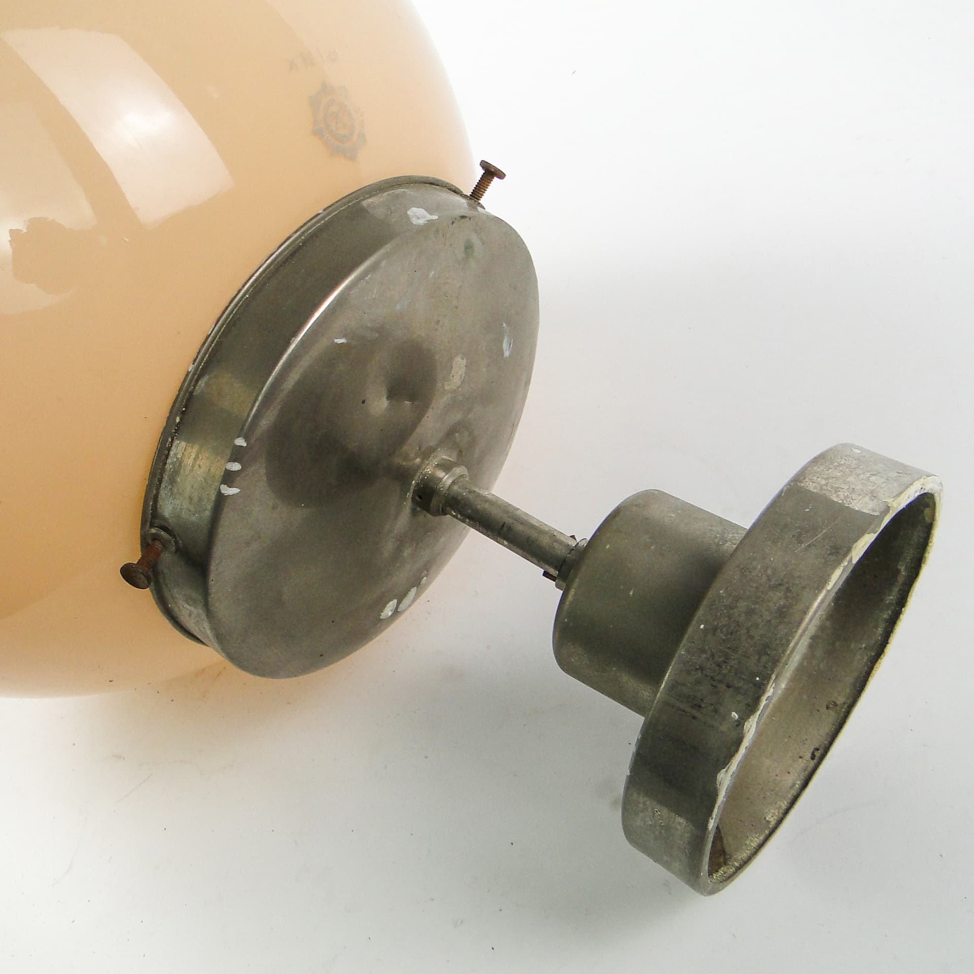 Lampa sufitowa, Art Deco, mosiądz niklowany, szkło beżowe, Austria, lata 30. - 109696