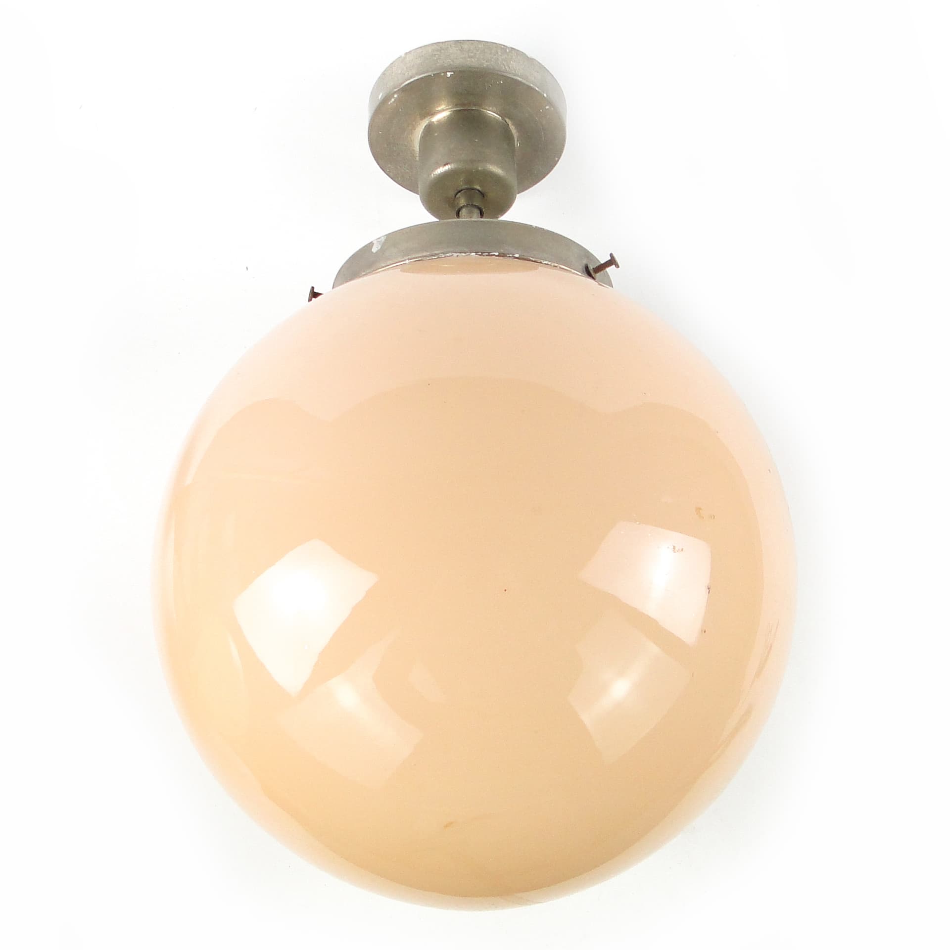 Lampa sufitowa, Art Deco, mosiądz niklowany, szkło beżowe, Austria, lata 30. - 109688