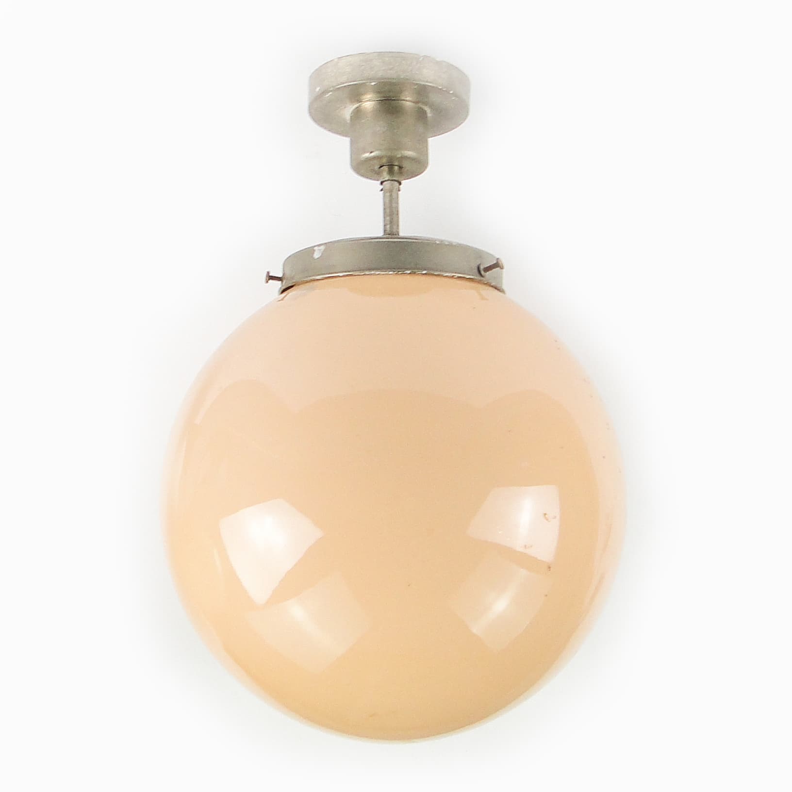 Lampa sufitowa, Art Deco, mosiądz niklowany, szkło beżowe, Austria, lata 30. - 109690