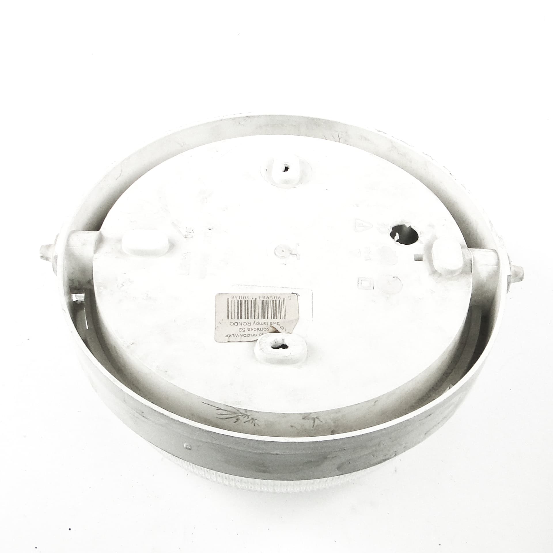 Industrial ceiling light, white metal plastic, Poland, 1970s. - 109734