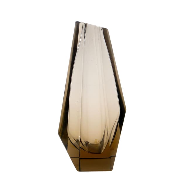 Wazon kryształowy, brązowy, Niemcy, lata 50. - WYMIARY