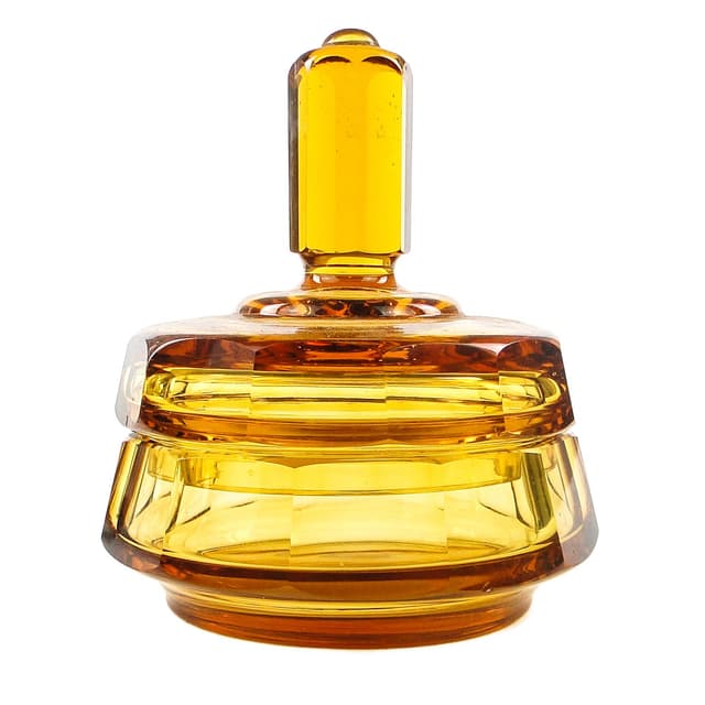 Art Deco bonbonniere, crystal, Moser, Czechoslovakia, 1930s. - DIMENSION