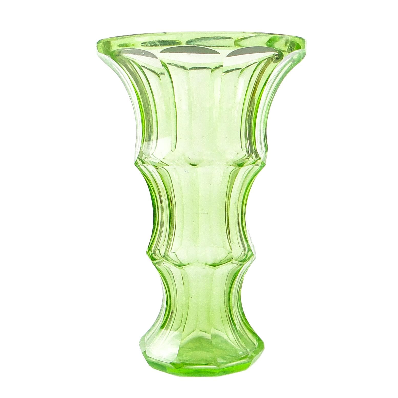 Wazon Art Deco, szkło uranowe, Bohemia, Czechosłowacja, lata 30.