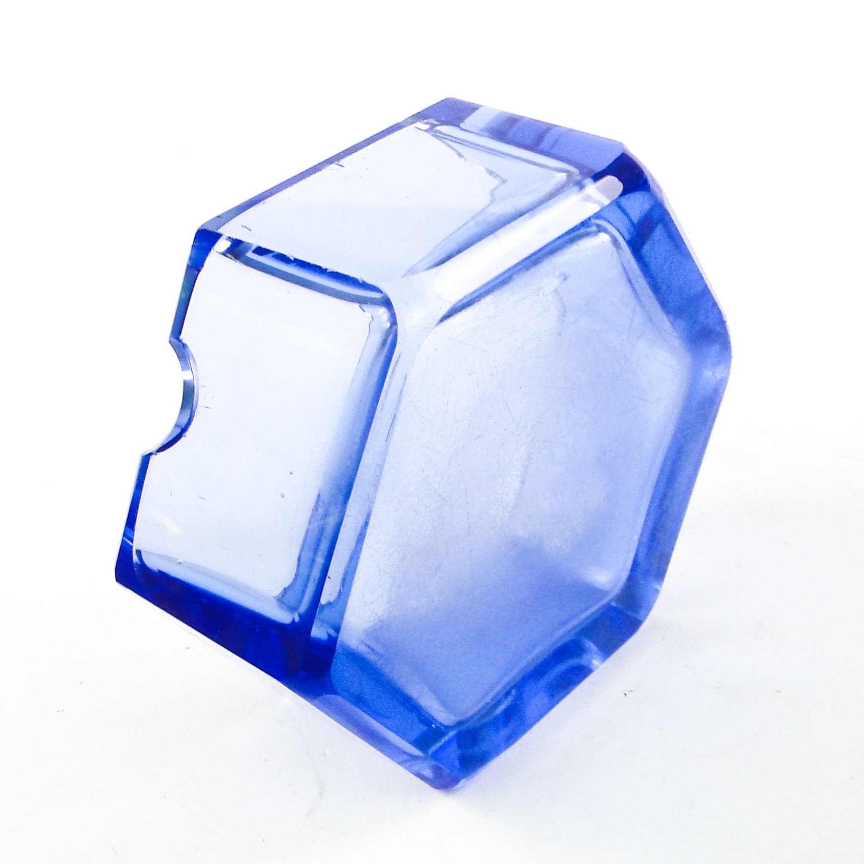 Popielnica Art Deco, kryształ niebieski, Bohemia Moser, Czechosłowacja, lata 30. - 110105