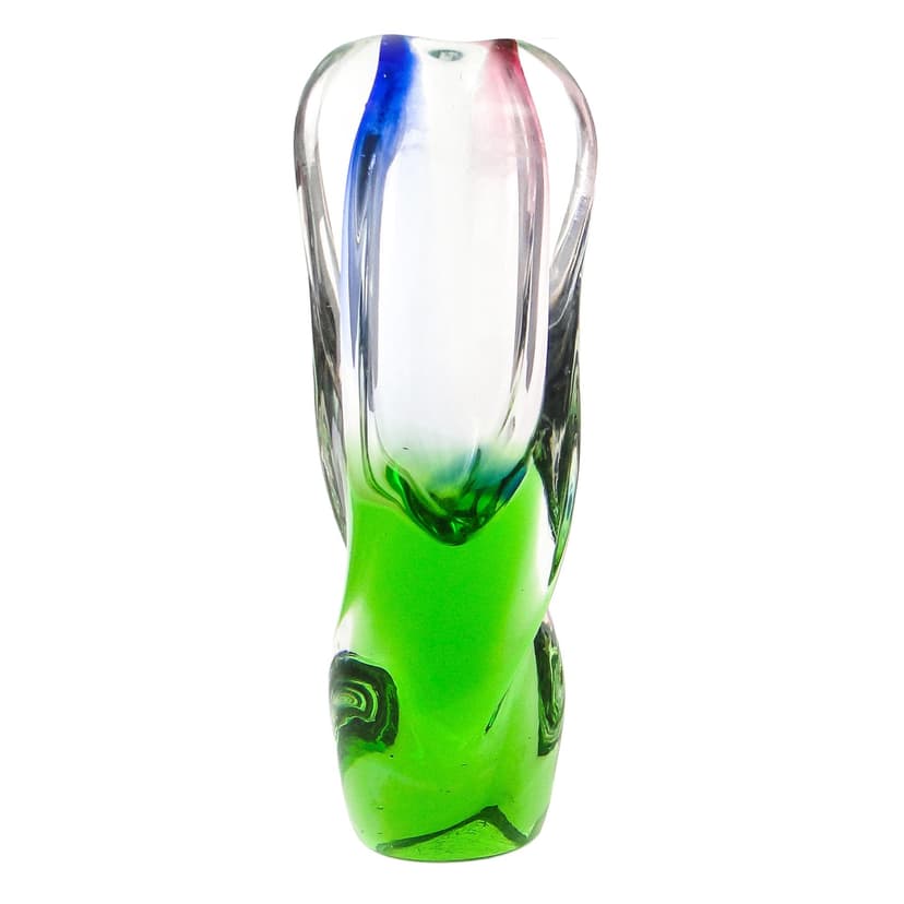 Mid-century modern vase, glass, by I. Suhajek, Czechoslovakia, 1960s.