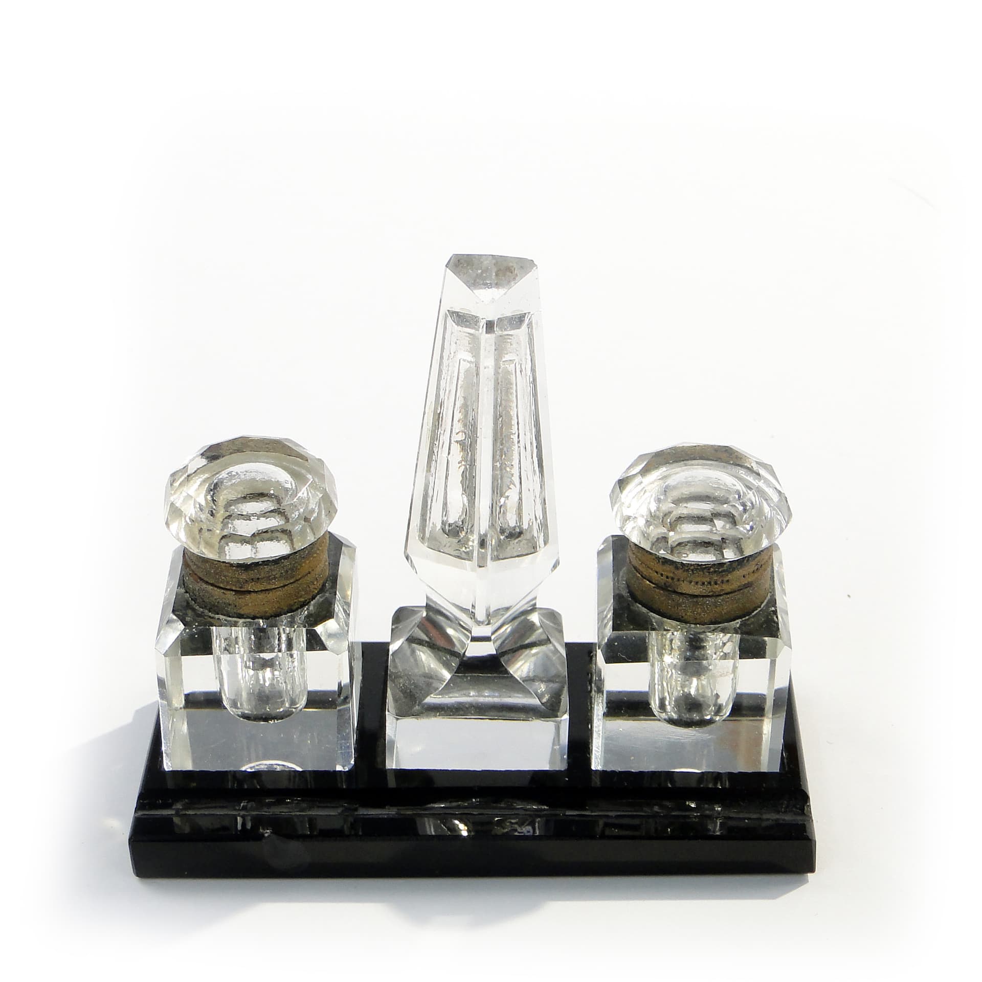 Kałamarz Art déco, kryształ transparentny, Polska, lata 20. - 7889