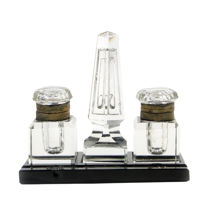 Kałamarz Art déco, kryształ transparentny, Polska, lata 20.