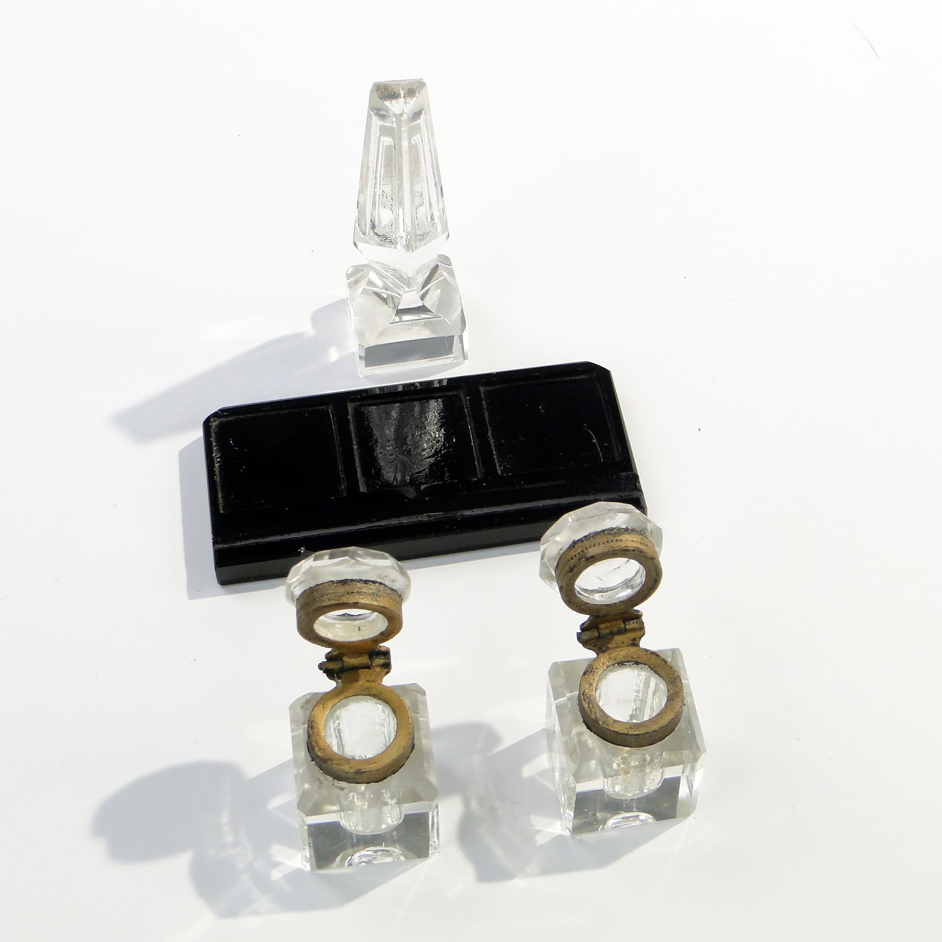 Kałamarz Art déco, kryształ transparentny, Polska, lata 20. - 7890