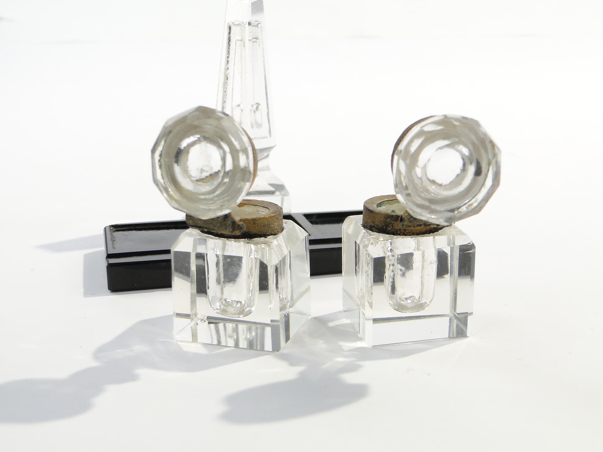 Kałamarz Art déco, kryształ transparentny, Polska, lata 20. - 7893