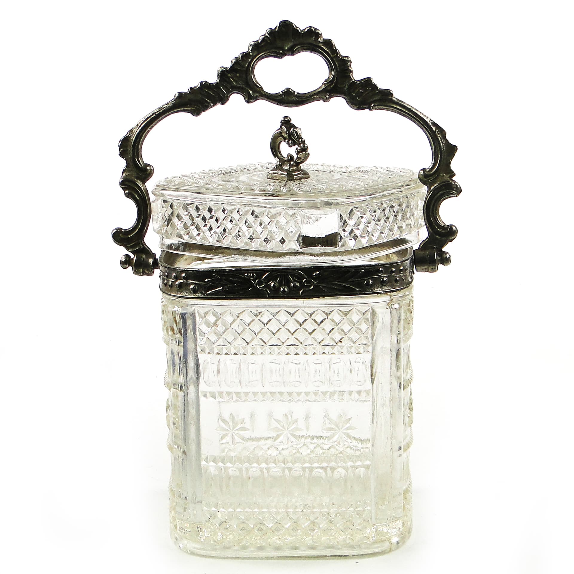 Tea caddy, Rococo, pressed glass, pewter, France, early 20th c. - 110297