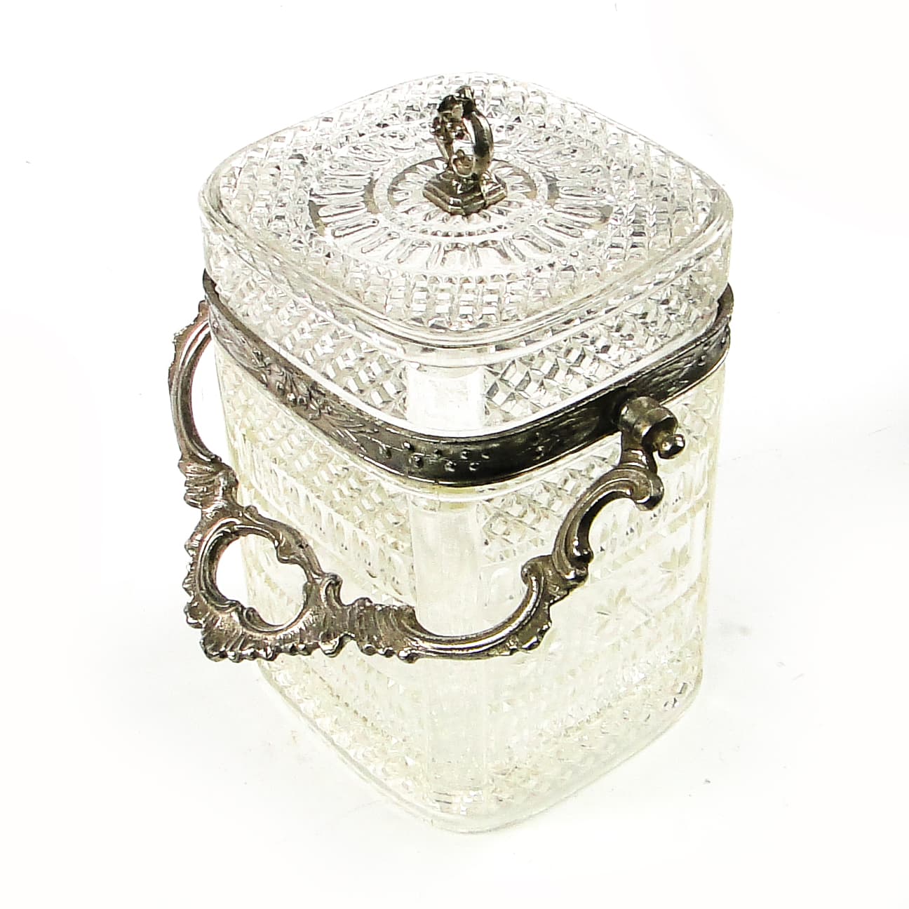 Tea caddy, Rococo, pressed glass, pewter, France, early 20th c. - 110300
