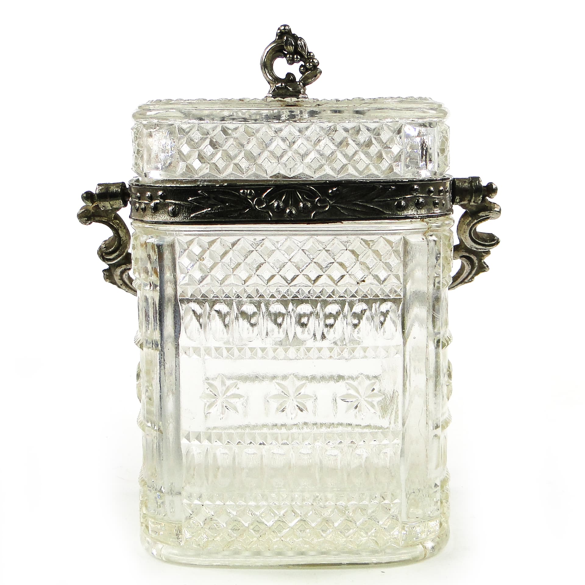 Tea caddy, Rococo, pressed glass, pewter, France, early 20th c. - 110298