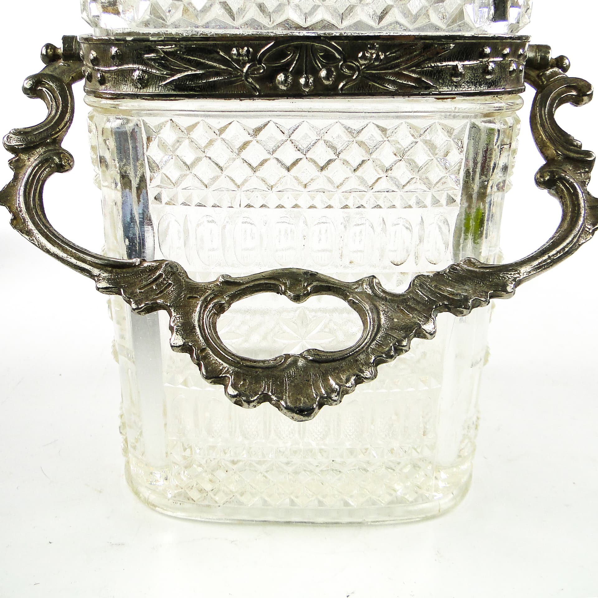 Tea caddy, Rococo, pressed glass, pewter, France, early 20th c. - 110309