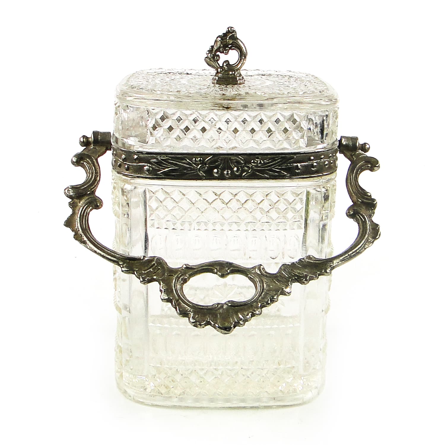 Tea caddy, Rococo, pressed glass, pewter, France, early 20th c. - 110306