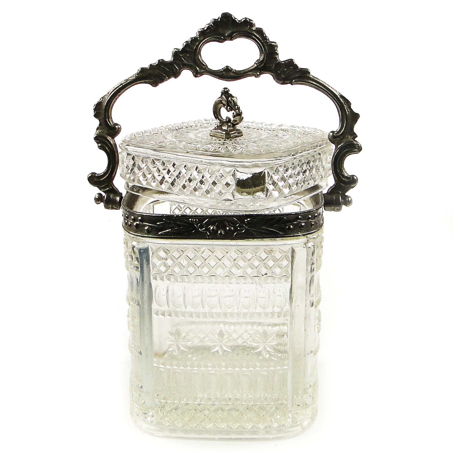 Tea caddy, Rococo, pressed glass, pewter, France, early 20th c. - 110296