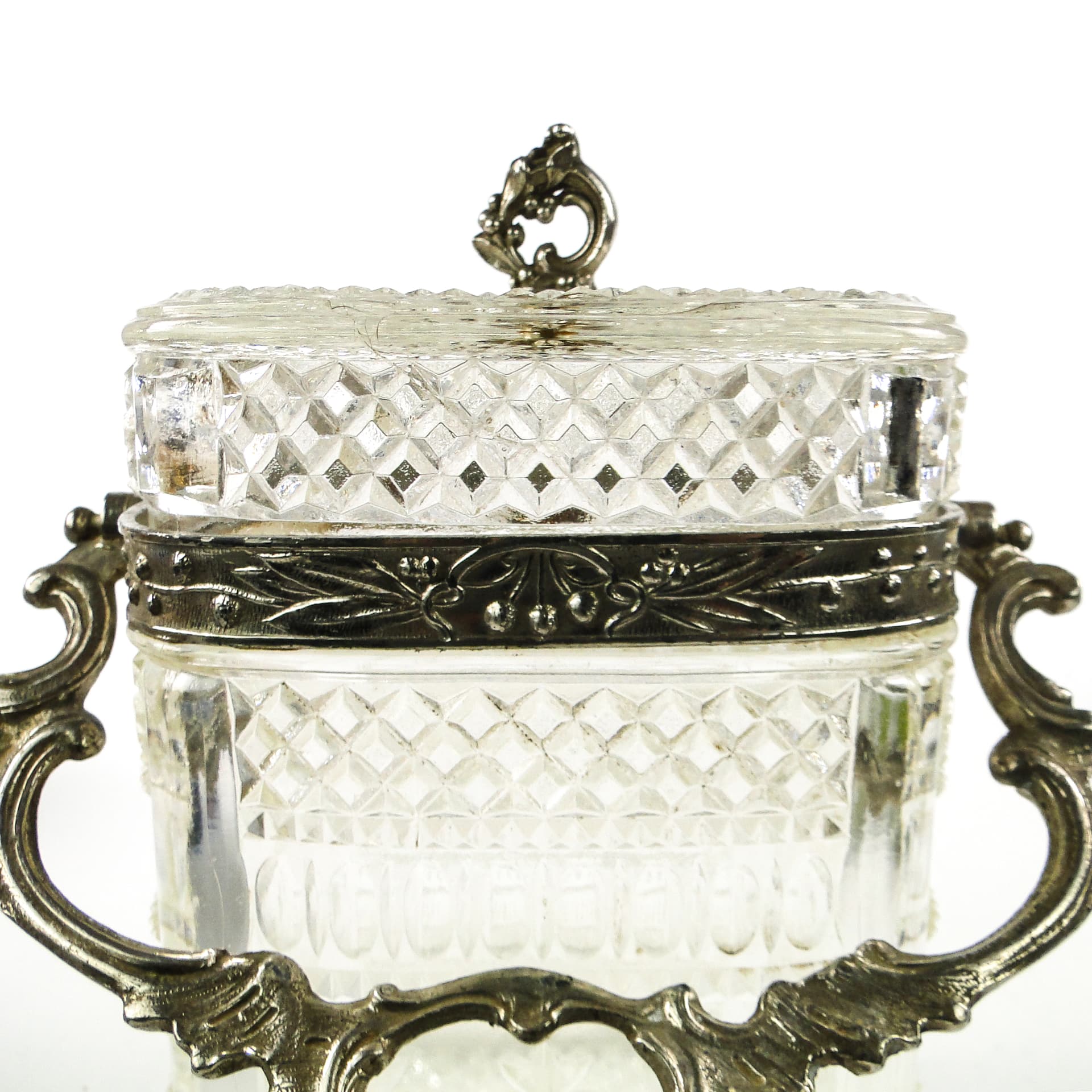 Tea caddy, Rococo, pressed glass, pewter, France, early 20th c. - 110308