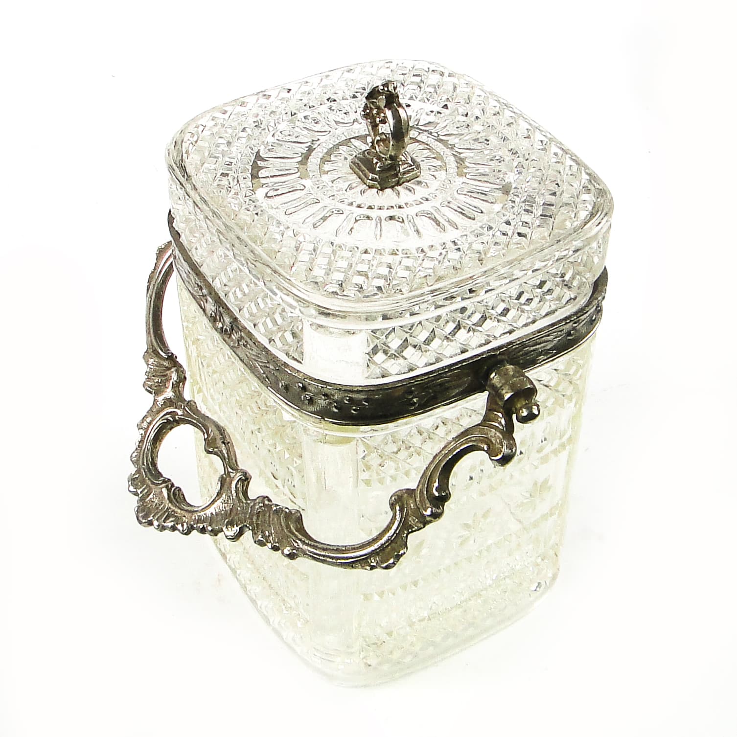 Tea caddy, Rococo, pressed glass, pewter, France, early 20th c. - 110301