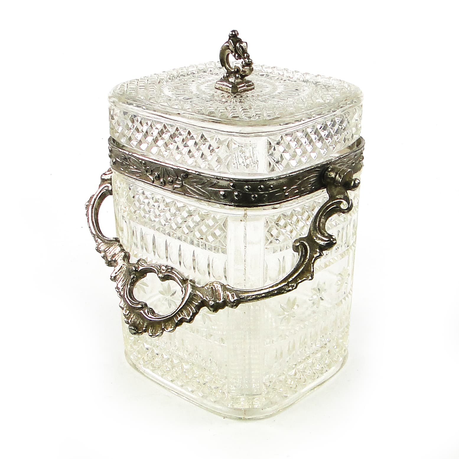 Tea caddy, Rococo, pressed glass, pewter, France, early 20th c. - 110305