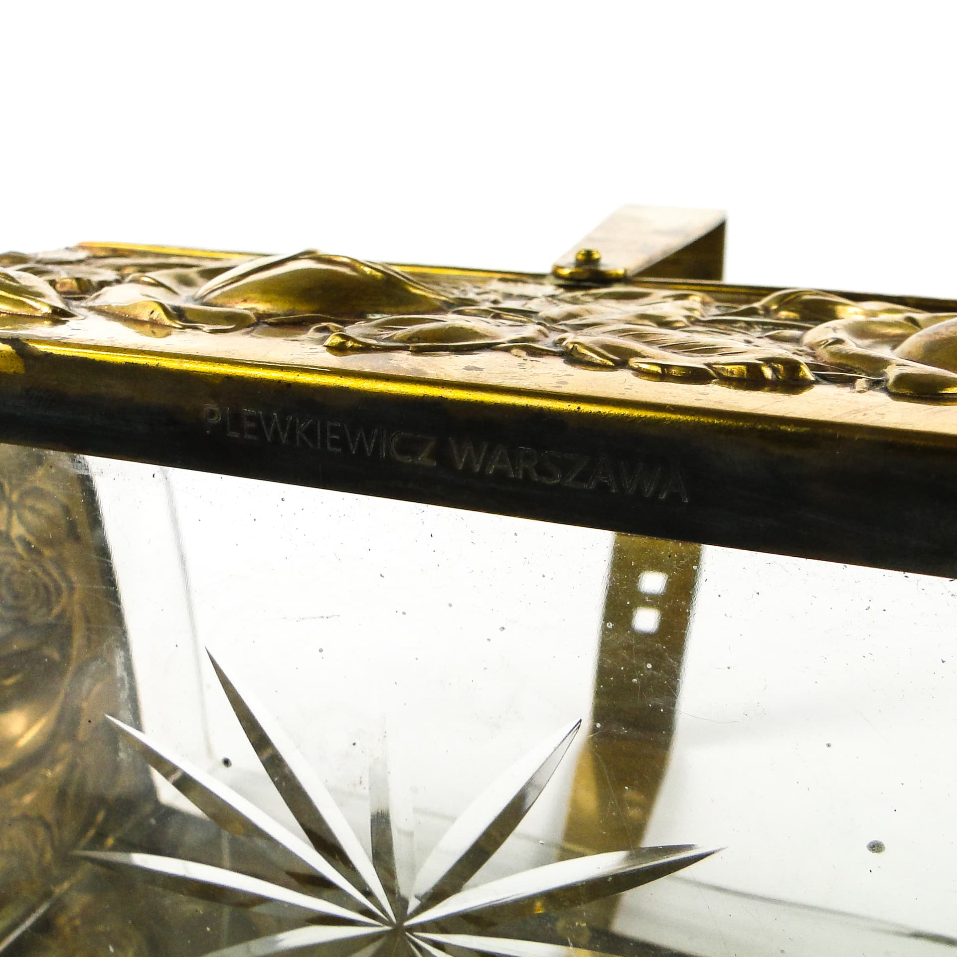 Art Deco fruit and nut basket, brass, crystal, Germany, 1930s. - 110320