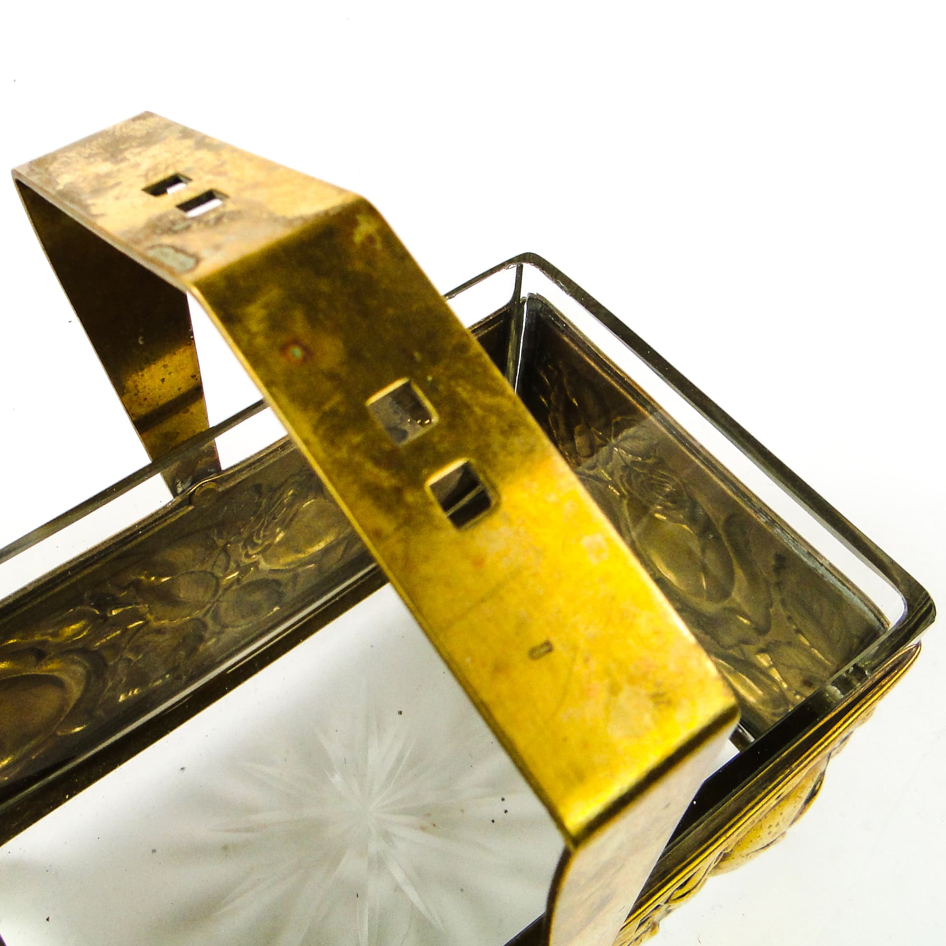 Art Deco fruit and nut basket, brass, crystal, Germany, 1930s. - 110317