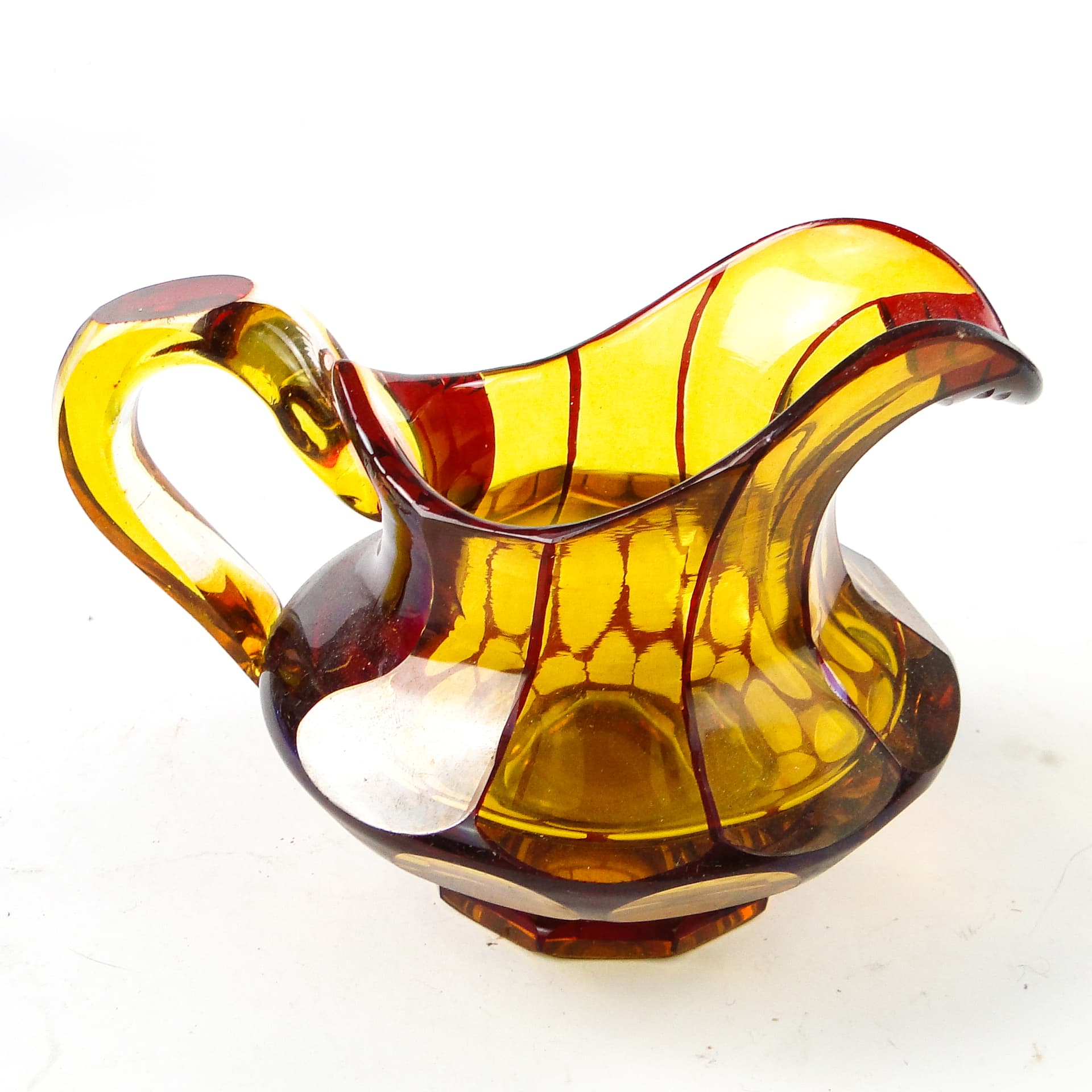 Biedermeier cream jug, double-layered glass, Bohemia, Czech Republic, 19th c. - 110506