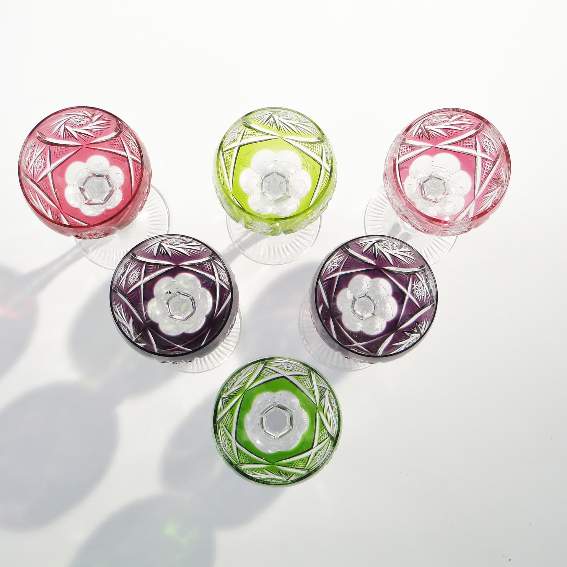 Set of Wine Goblets, multicolor crystal, Nachtmann, Germany, 1960s. - 7922