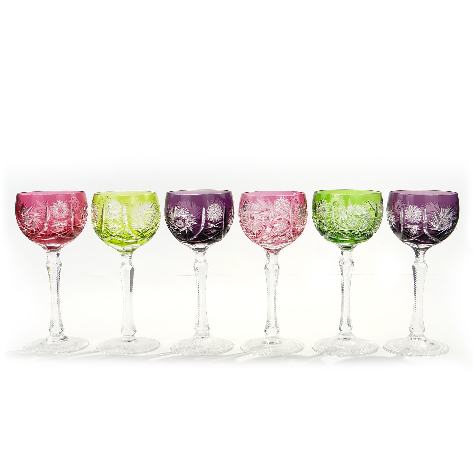 Set of Wine Goblets, multicolor crystal, Nachtmann, Germany, 1960s. - 7920