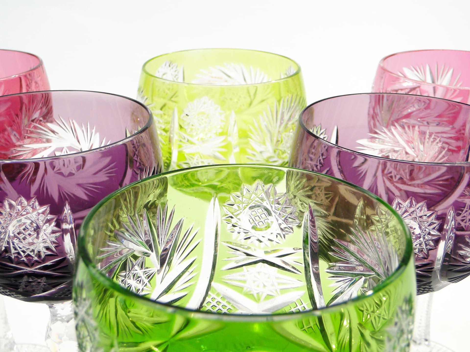 Set of Wine Goblets, multicolor crystal, Nachtmann, Germany, 1960s. - 7934