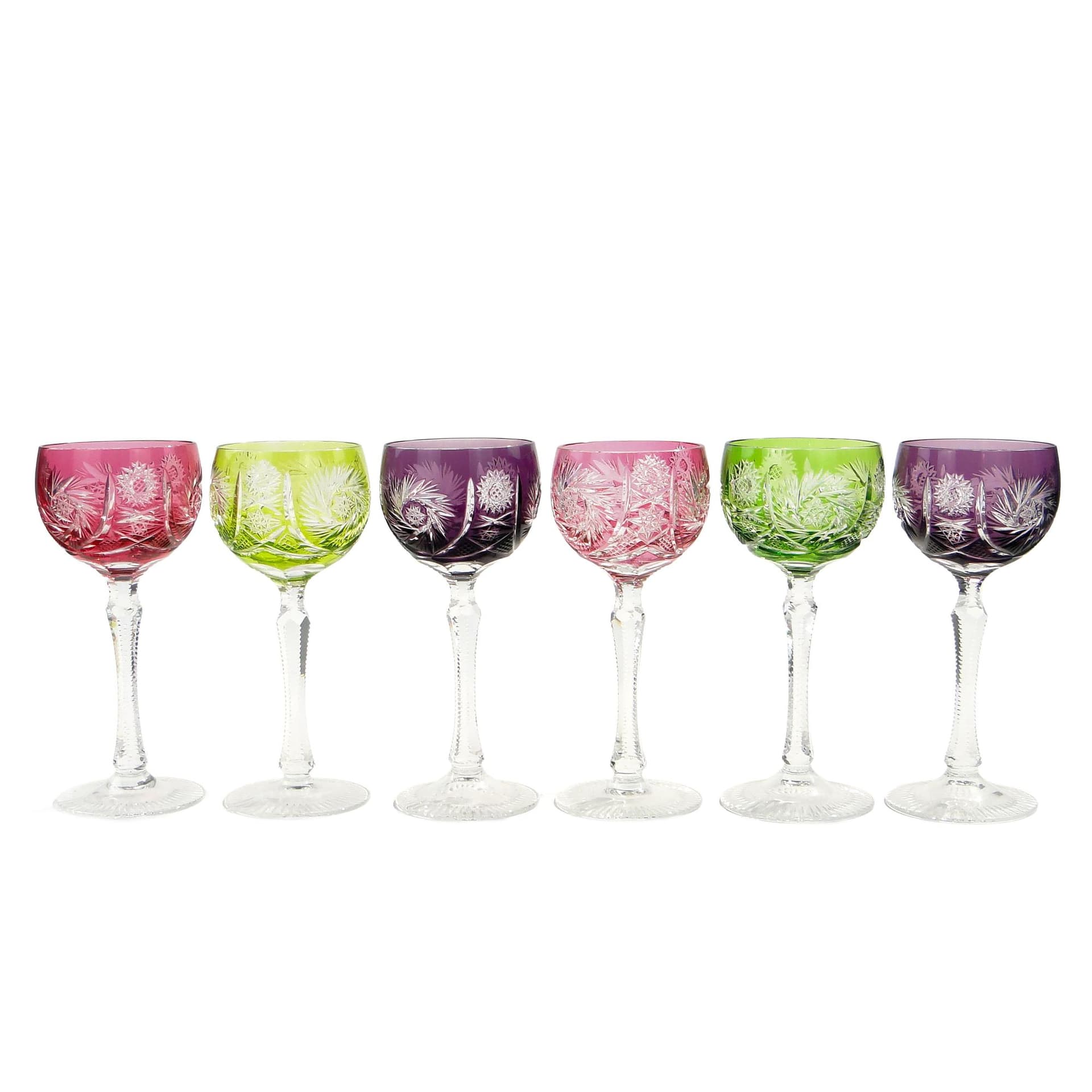 Set of Wine Goblets, multicolor crystal, Nachtmann, Germany, 1960s.