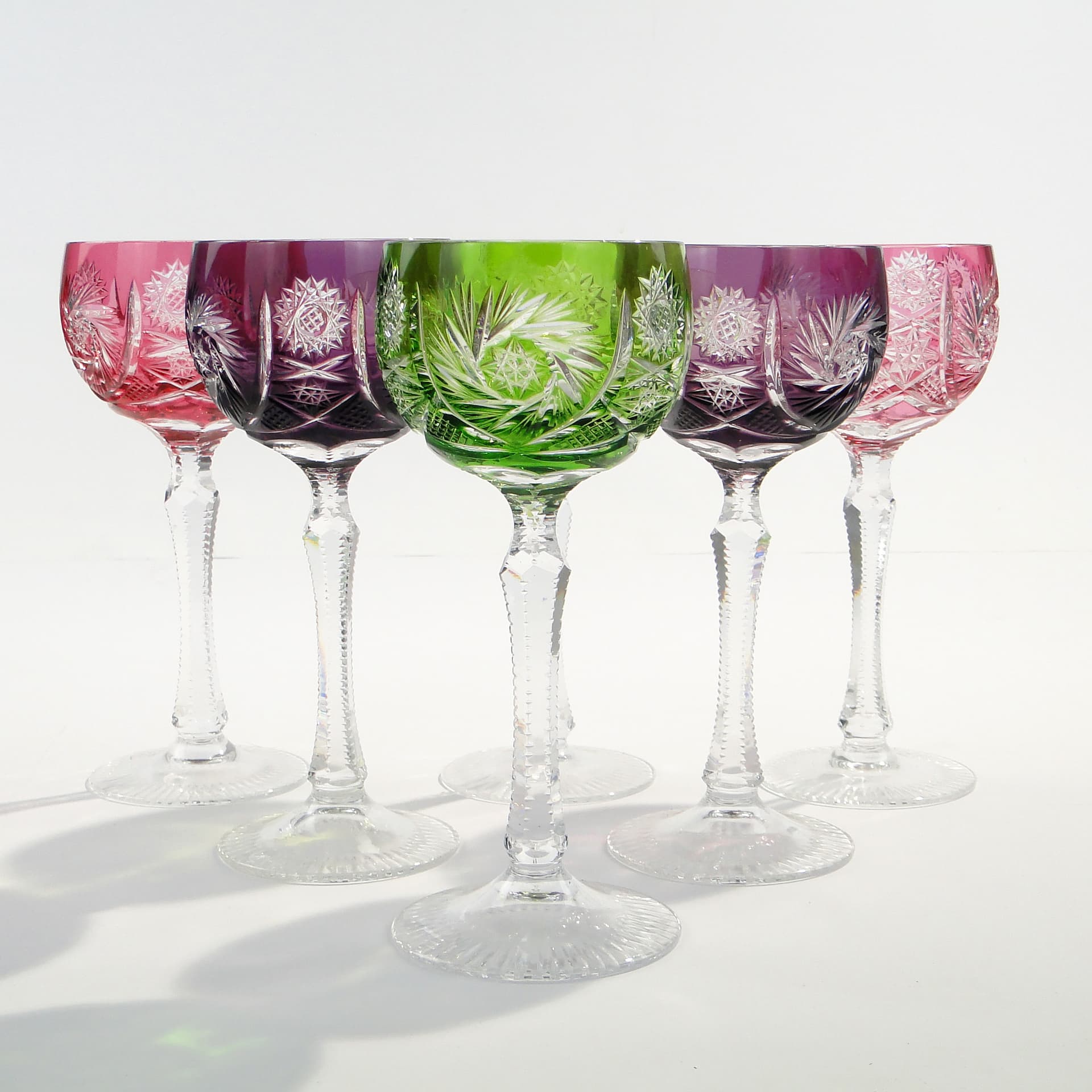 Set of Wine Goblets, multicolor crystal, Nachtmann, Germany, 1960s. - 7921