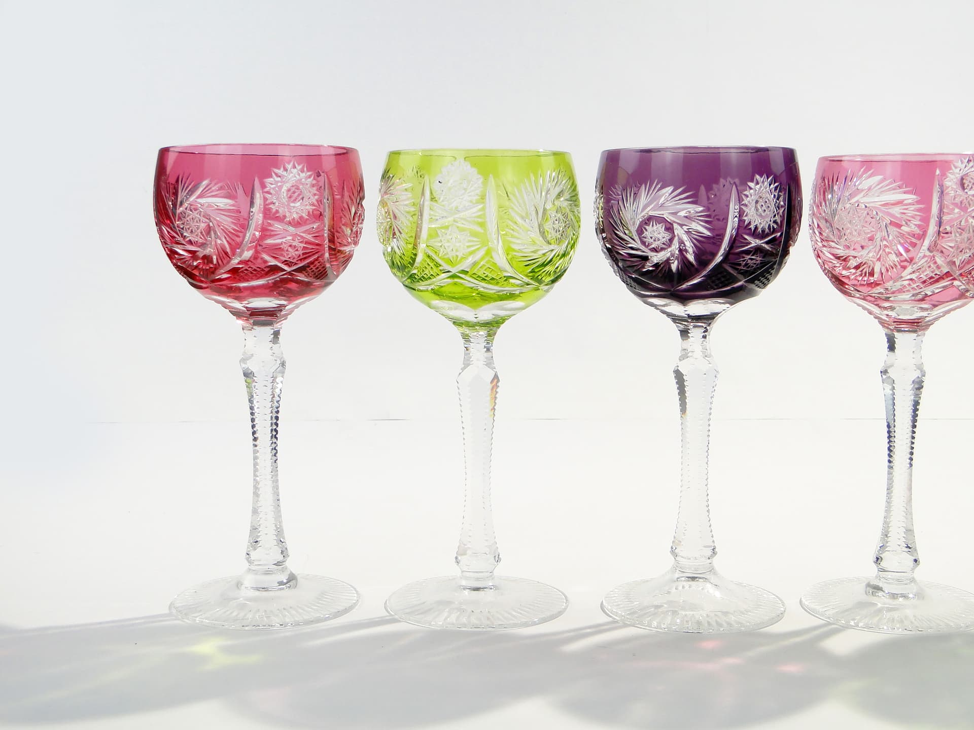 Set of Wine Goblets, multicolor crystal, Nachtmann, Germany, 1960s. - 7923